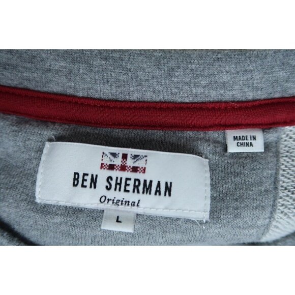 Ben Sherman Crew Neck Pullover Sweatshirt Gray Spell Out Logo Long Sleeves Large - Picture 7 of 8